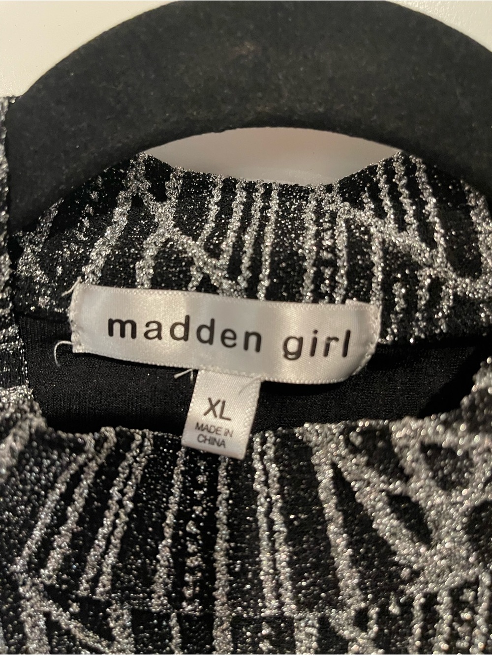 Madden Girl Black Long-Sleeve Glitter Bodycon Dress y2k - Picture 3 of 4
